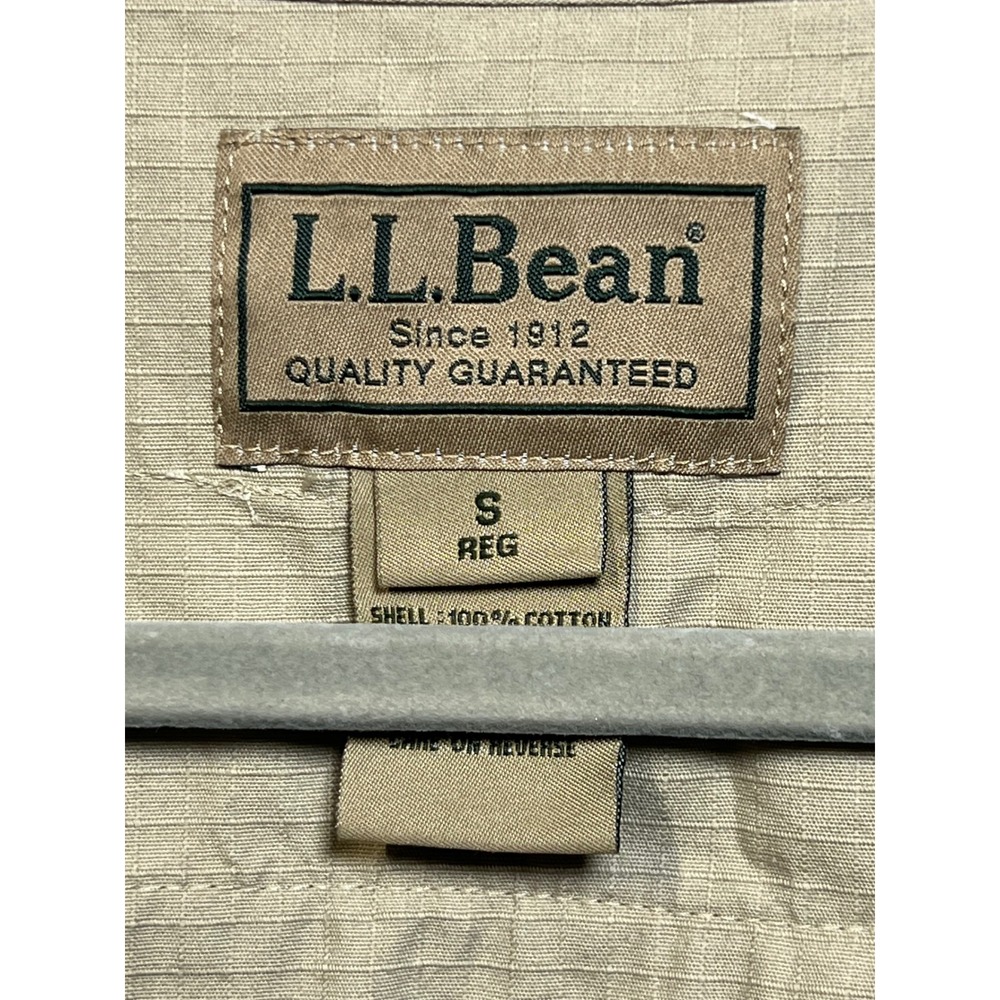 LL Bean Mens Small Khaki Ripstop Cotton Utility Fishing Safari Vest Beige - Picture 4 of 12
